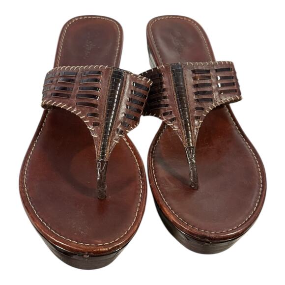 Cole Haan Air Bria Brown Thong Sandals Platform Wooden Heel Women’s Size 8 B - Picture 3 of 8